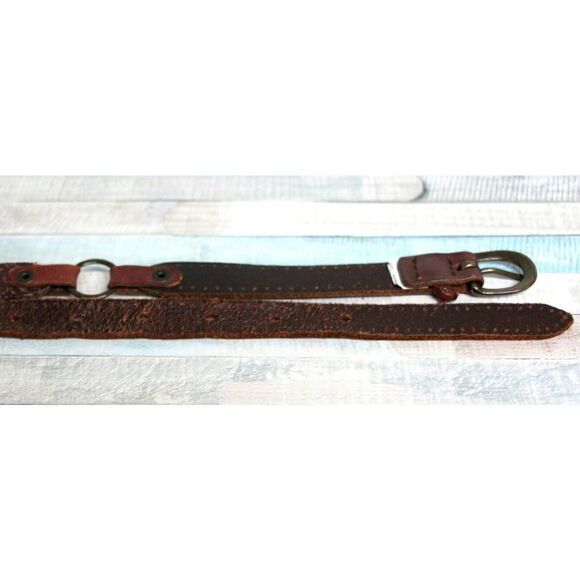 STUDDED BRAIDED BROWN GENUINE LEATHER 0.5"Wd CASUAL DRESS WOMEN'S BELT Sz M (T44 - Picture 6 of 7